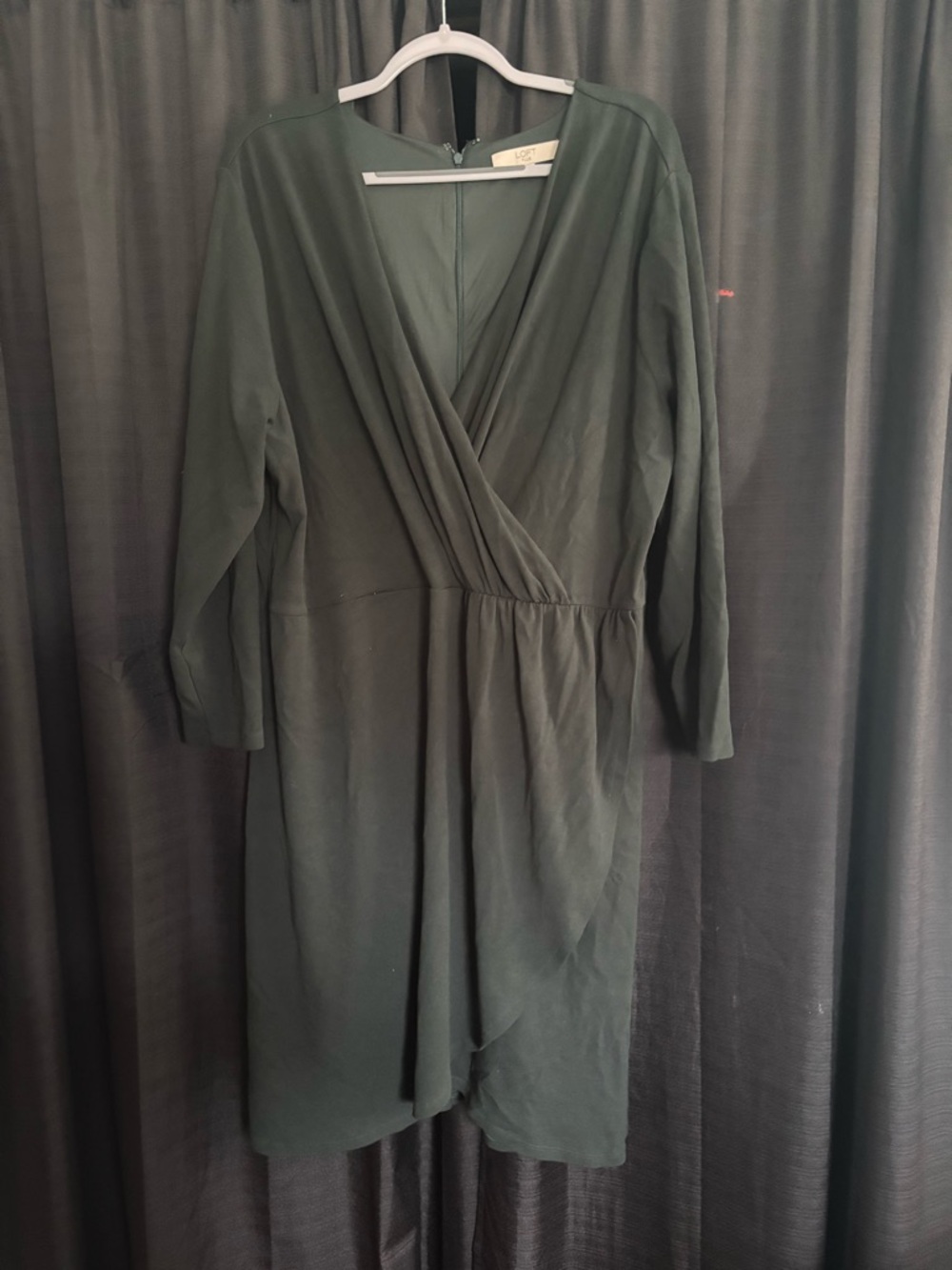 LOFT Olive Green Long Sleeve Wrap Dress